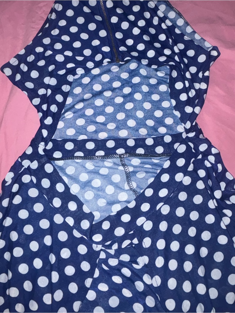 Prince Navy Blue Polka Dot Dress (Romper) with White Dots - Picture 6 of 7